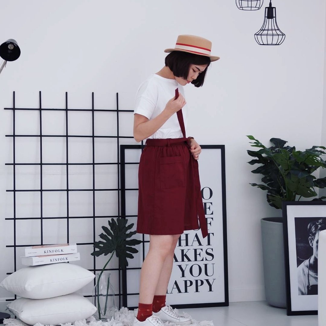 Butter B. Skirt : Red - 裙子 - 棉．麻 蓝色