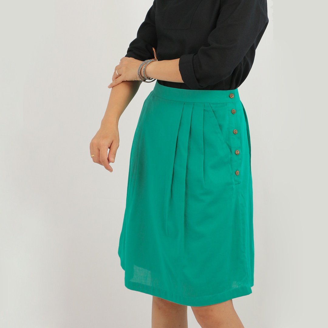 Polo Cotton Skirt / Green - 裙子 - 棉．麻 绿色
