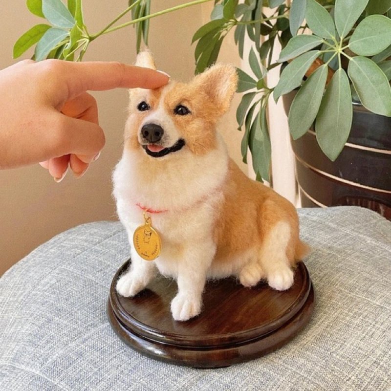 客制化逼真犬 羊毛毡 柯基 宠物 娃娃 定制 手工 狗狗猫咪  142 - 玩具 - 羊毛 多色