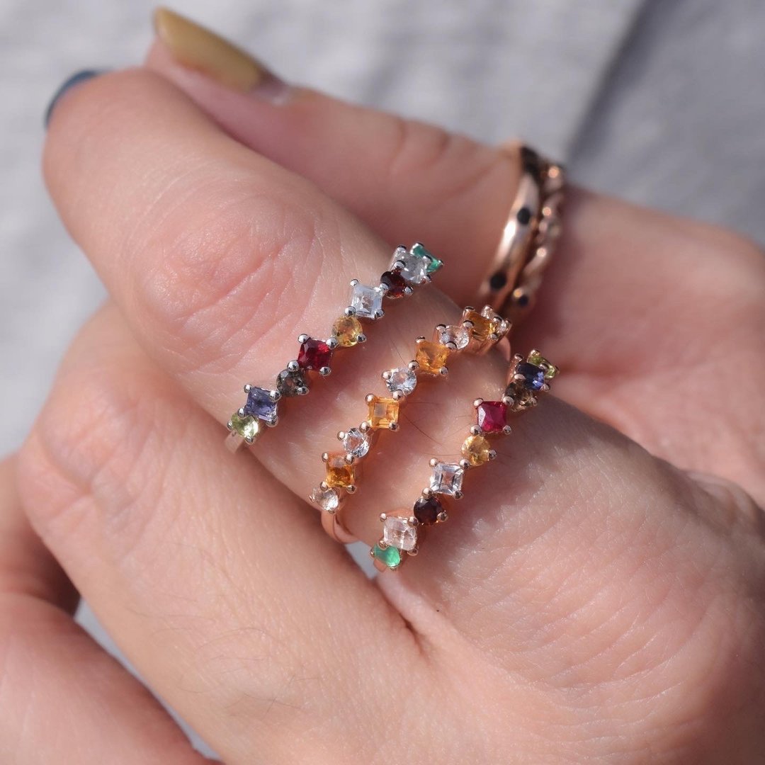 Gemstone Ring #minimring #minimsignature R369 - 戒指 - 纯银 
