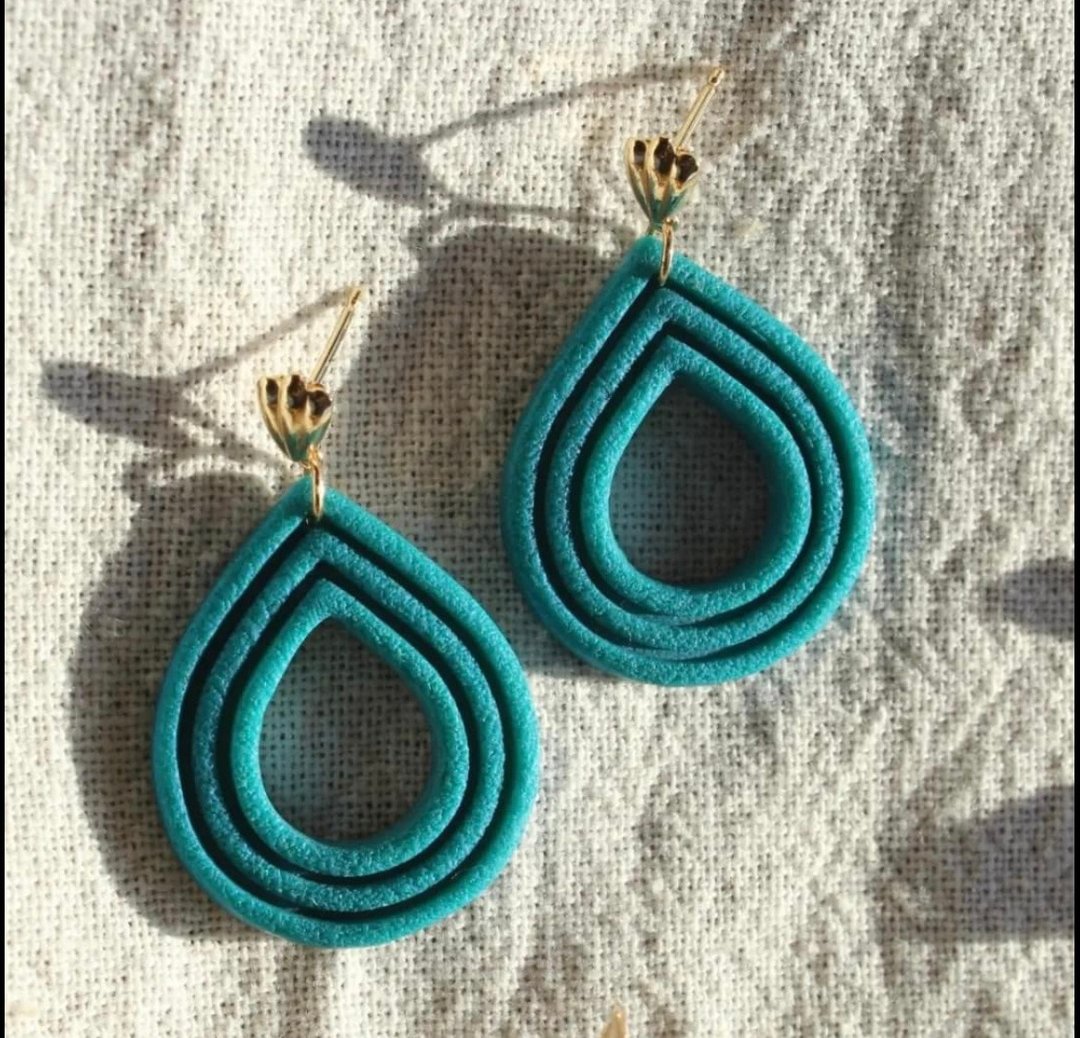 Polymer Clay Donut Honey Drop Earrings sea green - 耳环/耳夹 - 其他材质 绿色