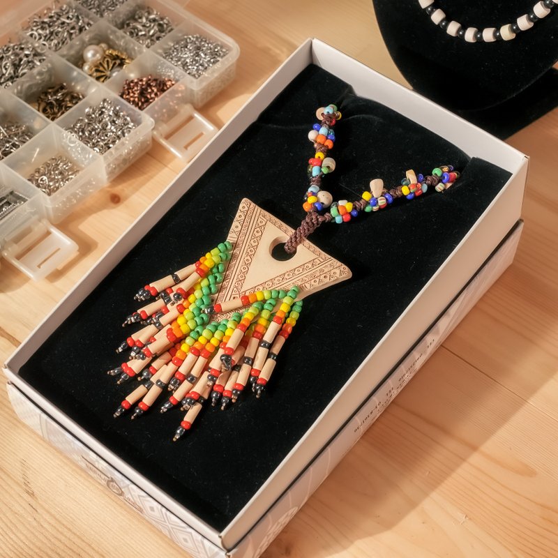 【原风艺站】缤纷陶土大流苏长链 | 箭型 | 原住民 族服 台湾印象 - 项链 - 陶 