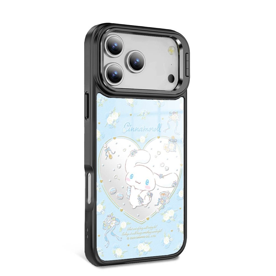 iPhone 全系列 防摔合金框隐形立架镜面磁吸壳 - 捧花大耳狗 - 黑框 - 手机壳/手机套 - 其他材质 多色
