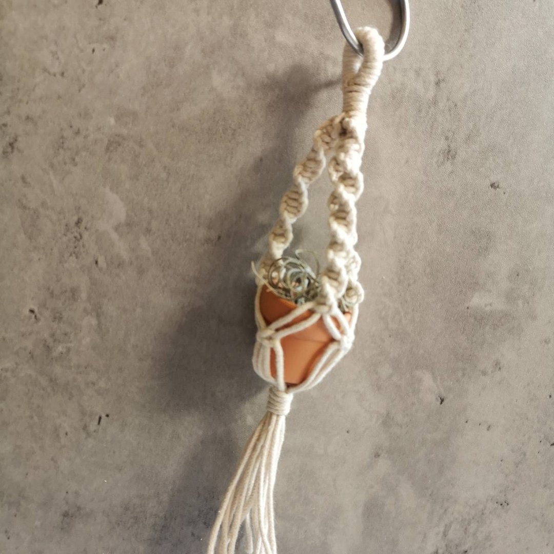 迷你植物小吊饰【 Macrame plant hanger 】3cm陶盆-三二 - 植栽/盆栽 - 棉 