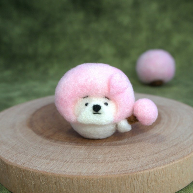 Spring ahead Cherry-tinted Mayu Bichon Frise Wool Felt - 摆饰 - 羊毛 粉红色