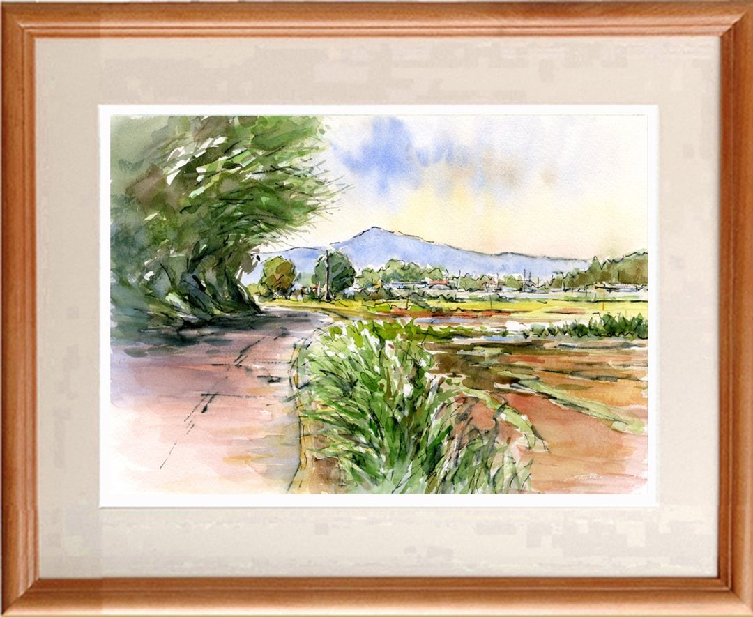 Original watercolor village road - 海报/装饰画/版画 - 纸 