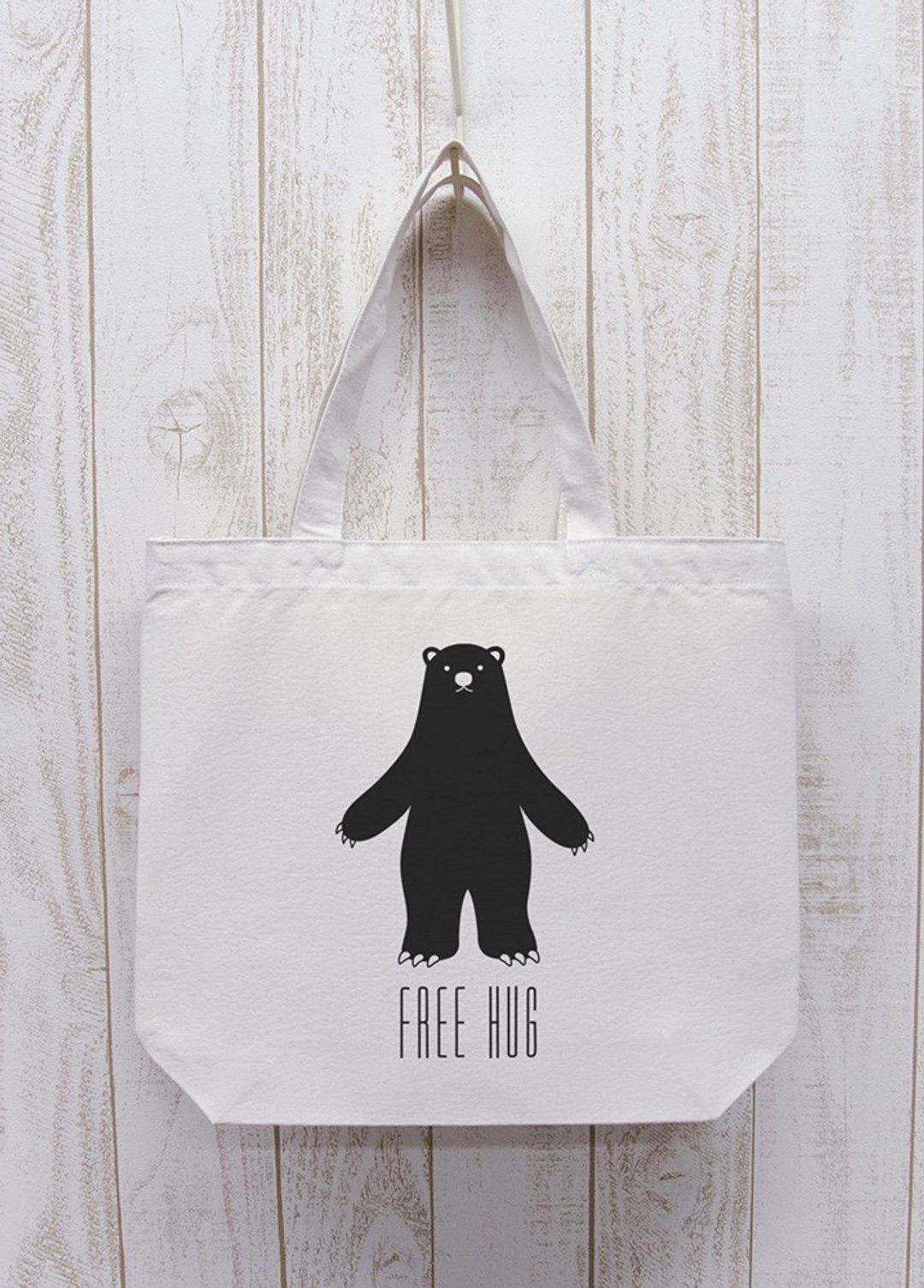 FREE HUG Black Bear Tote Natural / R014-BT-NA - 其他 - 棉 白色