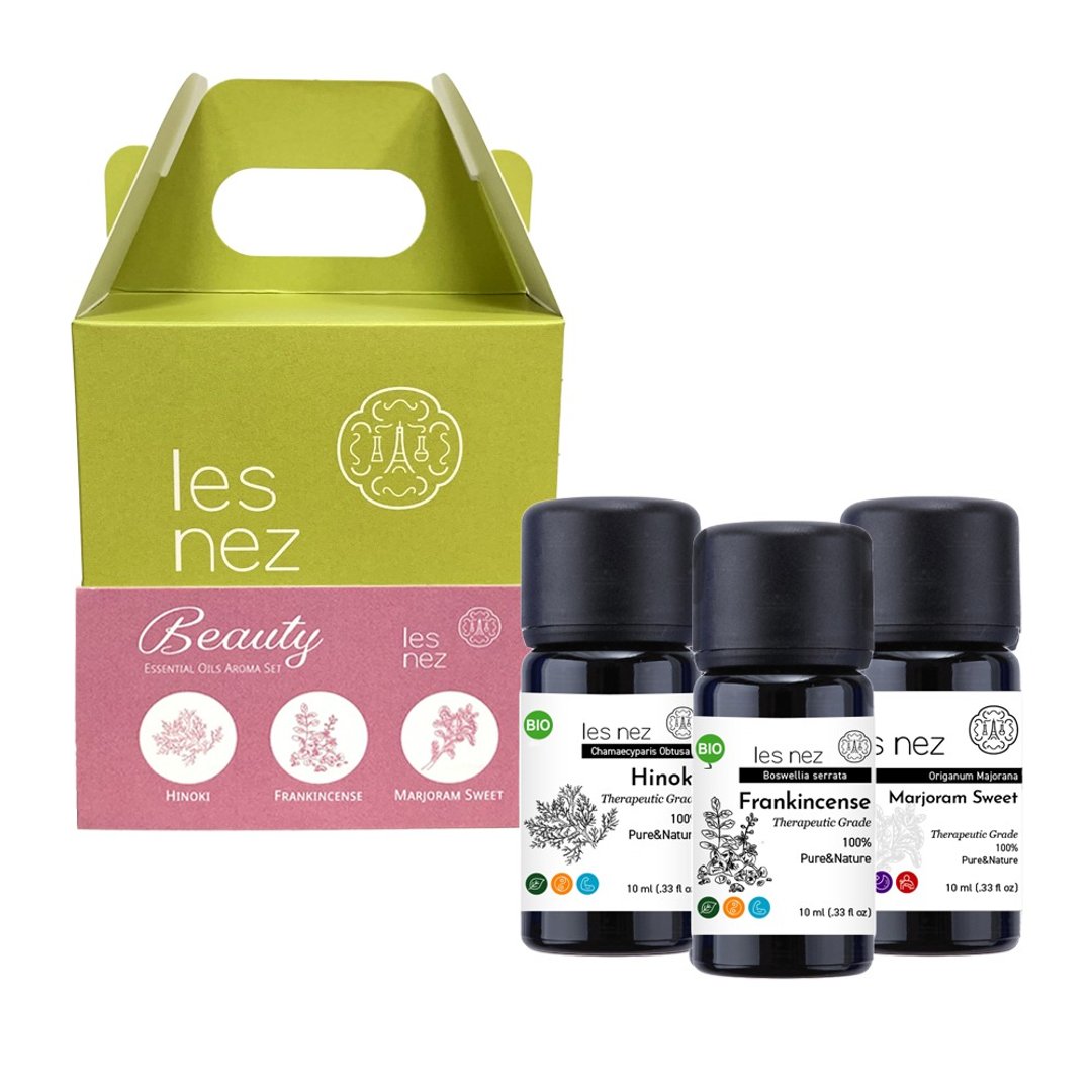 【Les nez 香鼻子】Beauty 全效修护 精油礼盒(赠榉木香氛柱) - 香薰/精油/线香 - 精油 黑色
