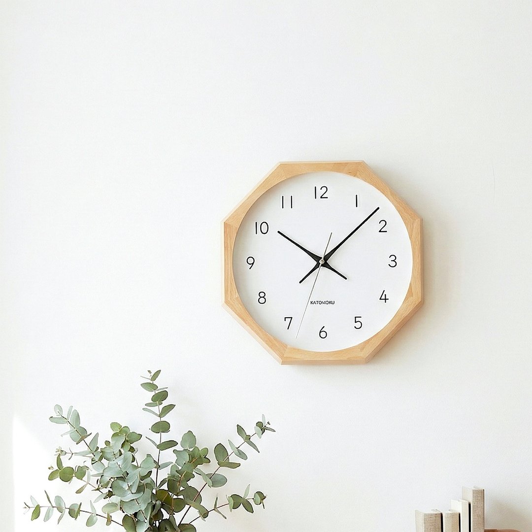 KATOMOKU muku clock 13 山毛榉(km-104NA8) 挂钟 日本制造 - 时钟/闹钟 - 木头 卡其色