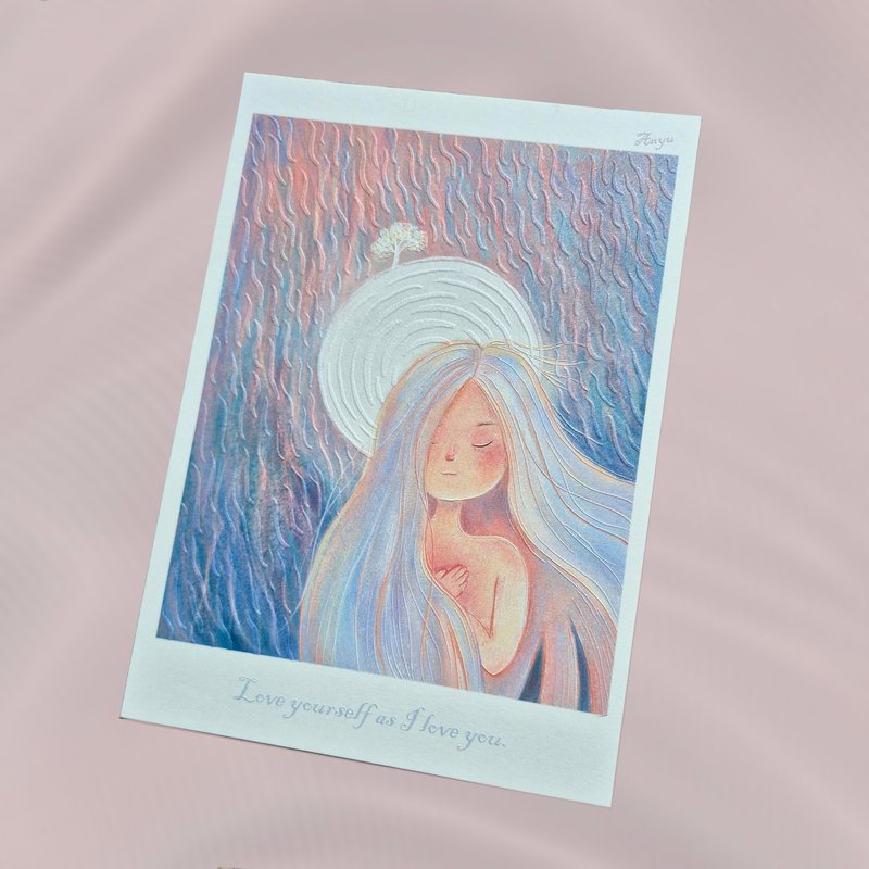 浮雕插画卡片 A5(15x21cm)  - Love yourself as I love you - 卡片/明信片 - 纸 