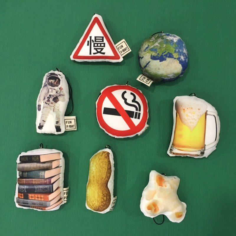 啤酒、地球、太空人、月球、书堆、爆米花、禁菸  趣味钥匙圈 - 钥匙链/钥匙包 - 其他材质 