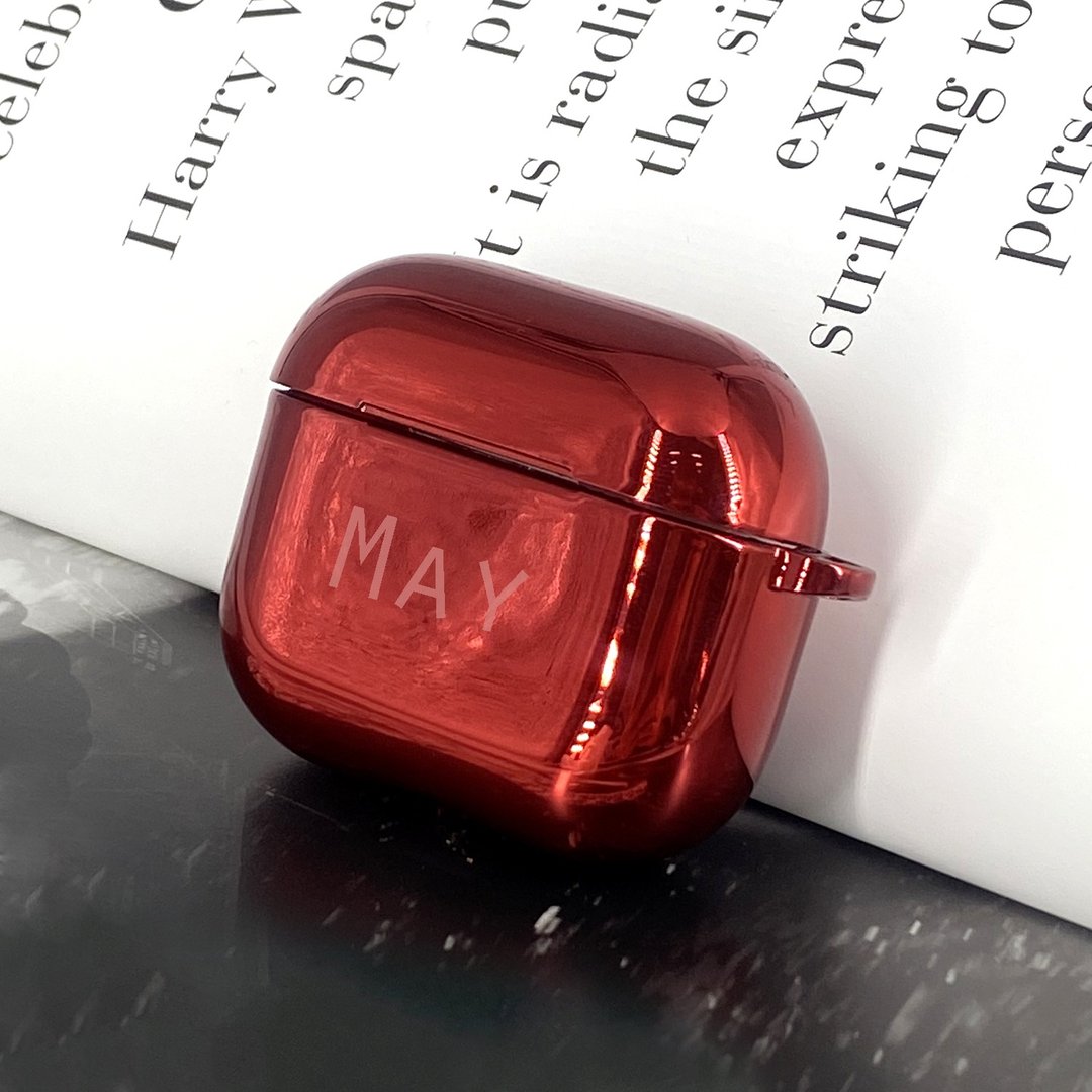 红色Airpods 3 电镀金属色矽胶保护套附客制化服务 - 耳机收纳 - 硅胶 红色