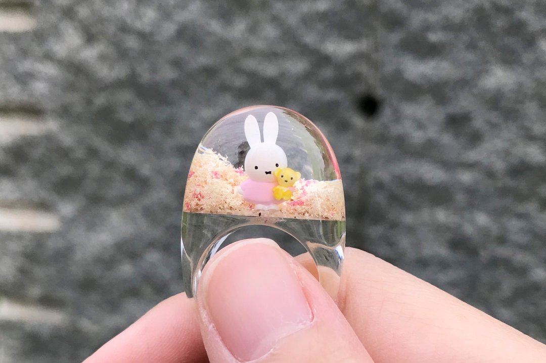 Pinkoi 限定 Miffy x Shannam 情景介指 (全人手限量制作) - 戒指 - 其他材质 透明