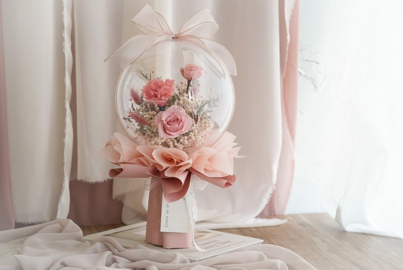 【定制化礼物】康乃馨 妈妈 波波球 花束 生日礼物圣诞礼盒 - 干燥花/捧花 - 植物．花 粉红色