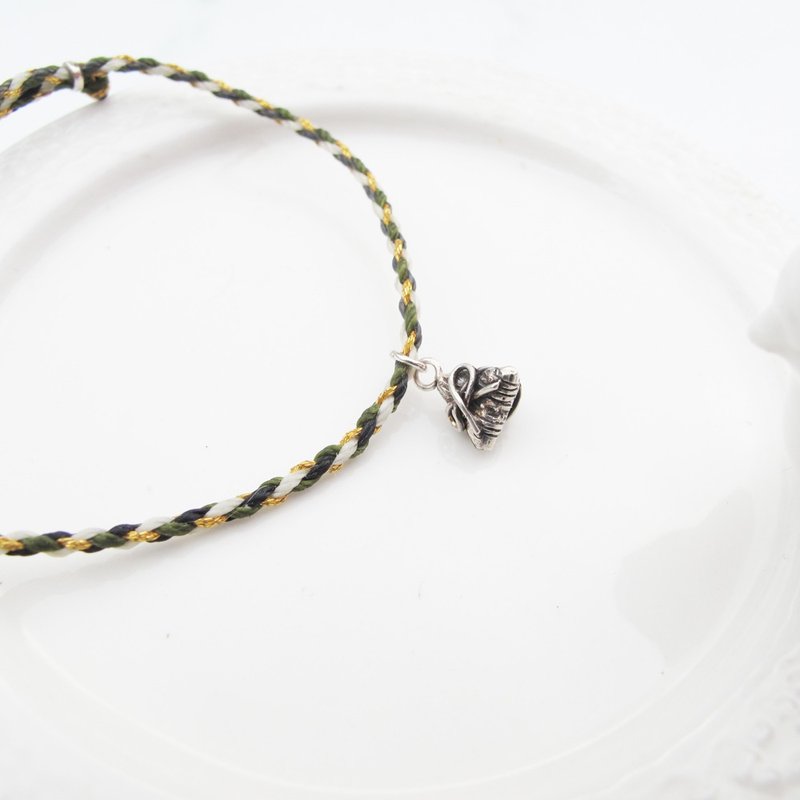 【手编蜡绳】一锭粽×包粽 | 手工纯银 极细幸运手链 | 大员囡 - 手链/手环 - 纯银 多色