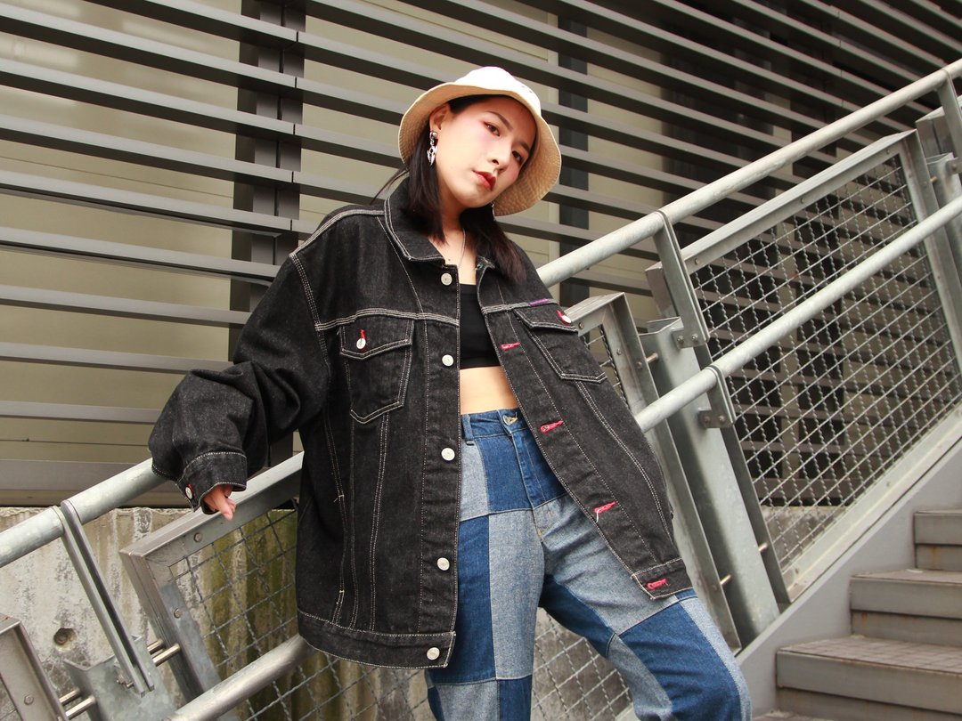 ///Fatty bone/// TOMMY黑色牛仔外套 古着 Vintage - 男装外套 - 棉．麻 