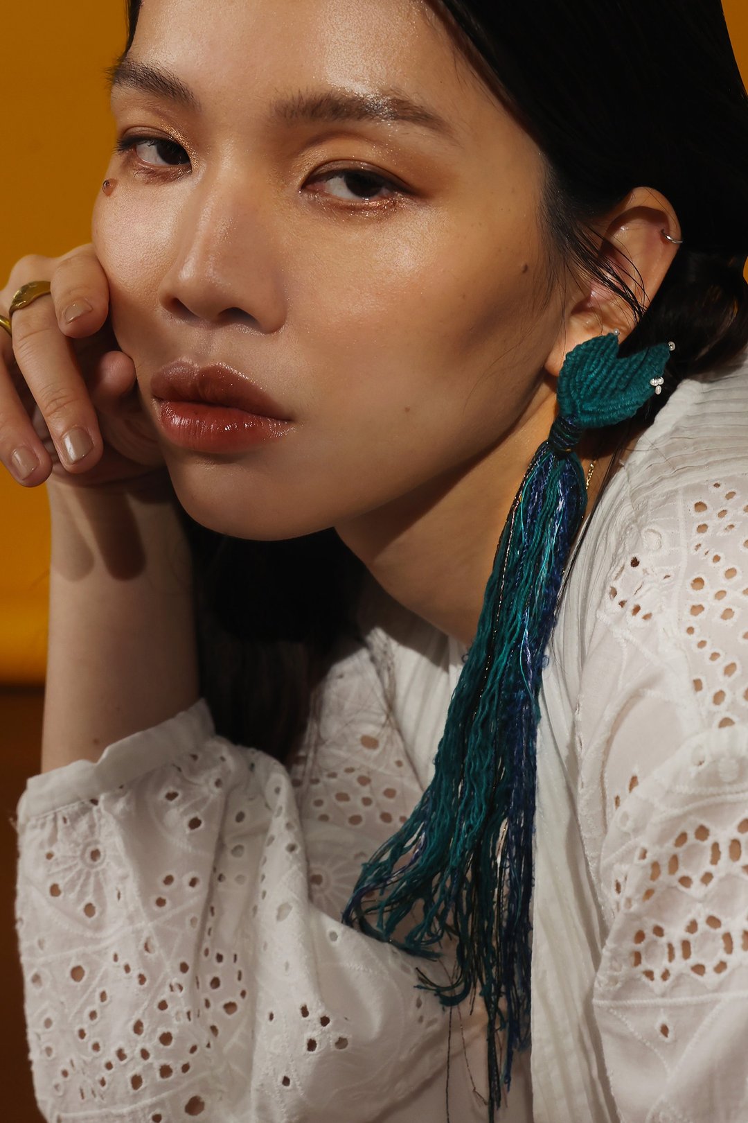梦幻岛系列 人鱼耳环 单只贩售 - 耳环/耳夹 - 棉 蓝色