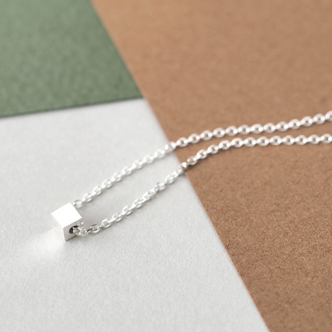 Tiny Square Necklace Silver 925 - 项链 - 其他金属 银色