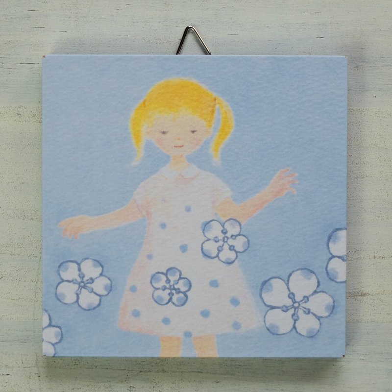 Mini panel No.69 / Polka Dot Dress - 海报/装饰画/版画 - 纸 蓝色