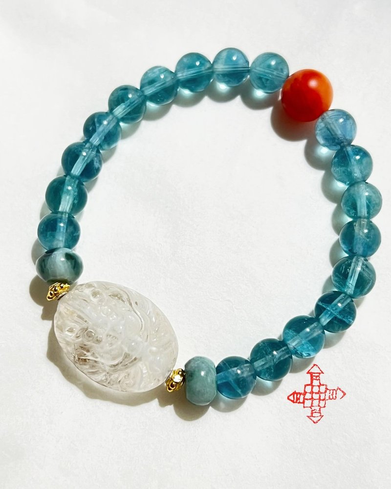 蓝色萤石龙龟手串 - 手链/手环 - 半宝石 蓝色