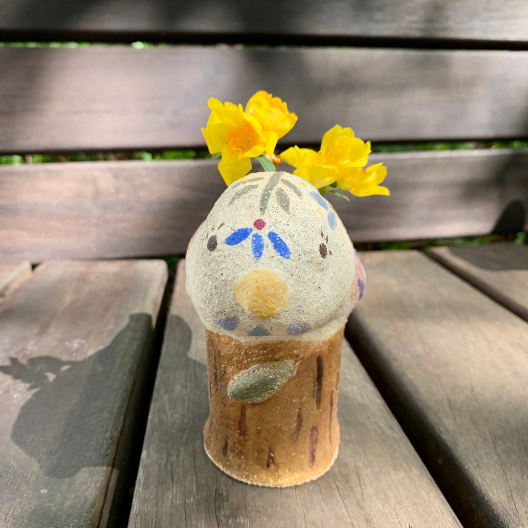 A Lu-鸟儿陶花器/摆饰/手做手绘/采美国进口高量砂陶 仅此一件 - 花瓶/陶器 - 陶 多色