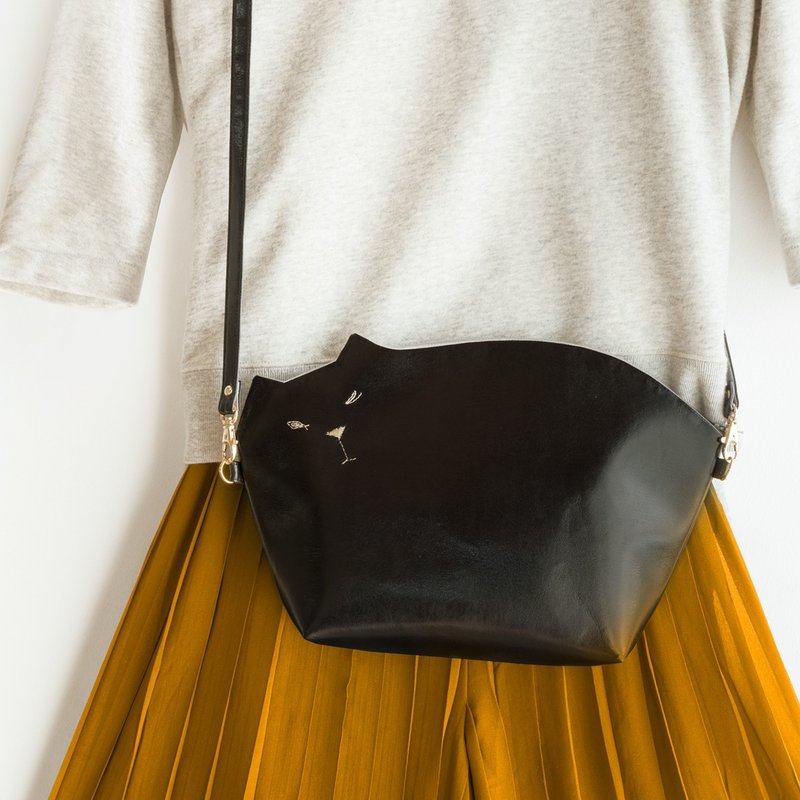 Big size cat handbag pochette 001 [Made to order] - 其他 - 其他材质 黑色