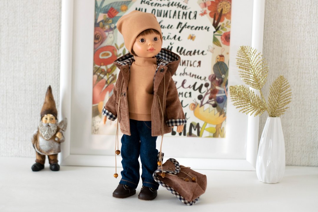 13 inch boy doll set clothes for Paola Reina doll, Siblies Ruby Red outfit - 玩偶/公仔 - 棉 咖啡色