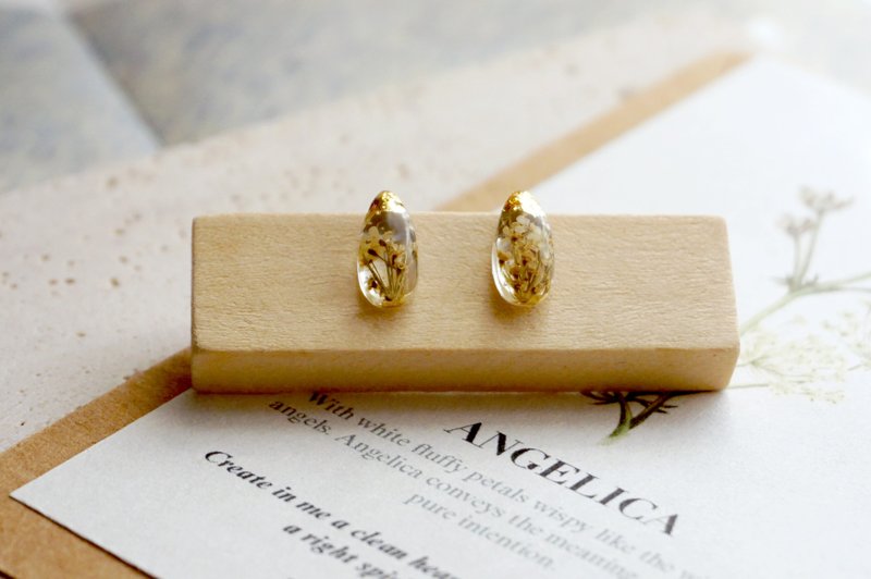 手作 植物耳环 水晶花 树脂饰品 新娘 伴娘礼品 闺蜜饰品 - 耳环/耳夹 - 植物．花 