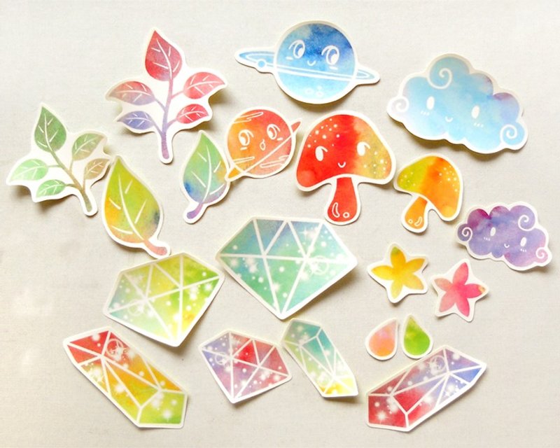 七彩晕染贴纸 - 防水贴纸 - 宝石贴纸 - 童话贴纸 - 贴纸 - 纸 多色