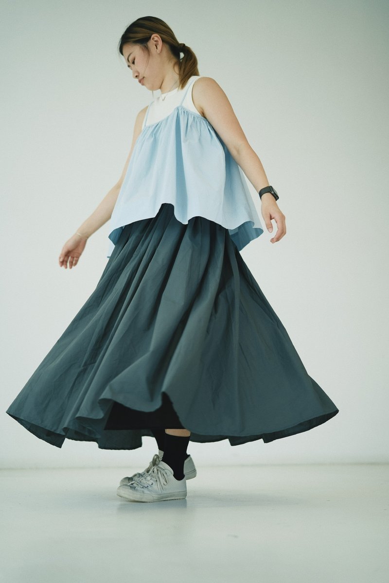 Basic 伞裙-灰 - 裙子 - 棉．麻 灰色