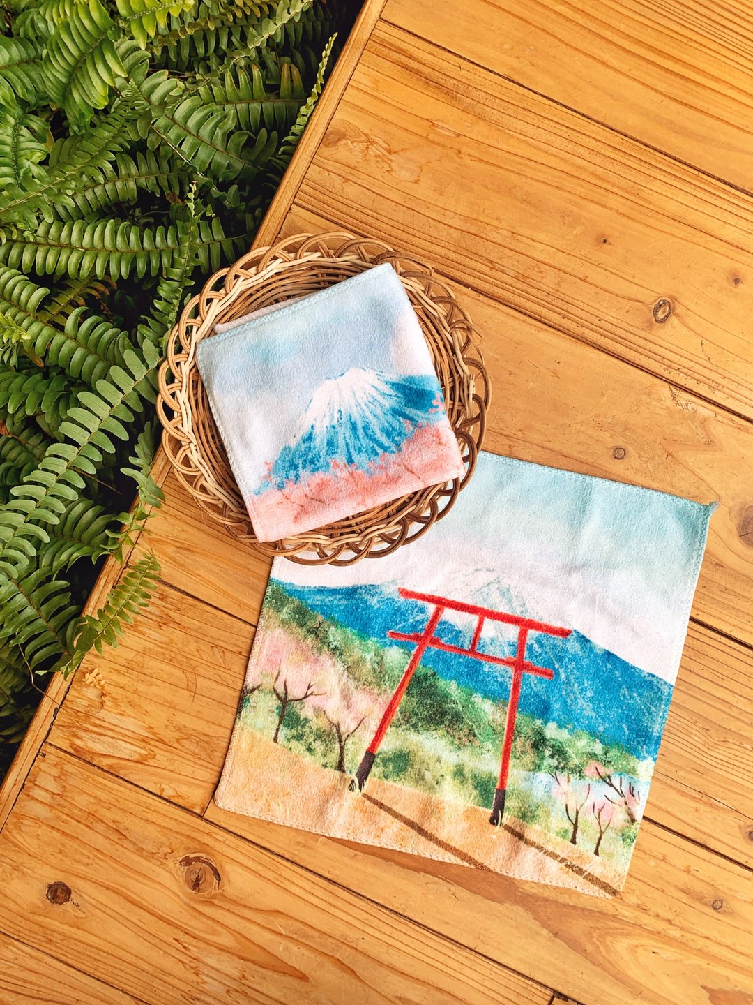 富士山鸟居 插画 毛巾 手帕 Mstandforc - 毛巾浴巾 - 棉 多色