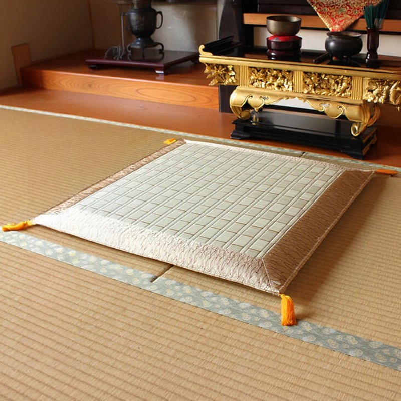 【经典和风】顶级蔺草坐垫古代 高雅织法提升居家美学 金色缝边 - 枕头/抱枕 - 植物．花 