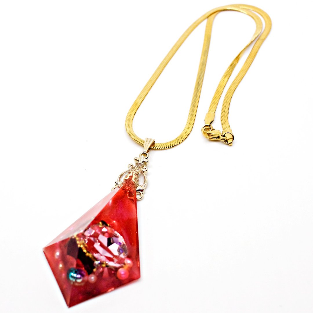 Sharp Pyramid Necklace (Red Princess) - 项链 - 树脂 红色