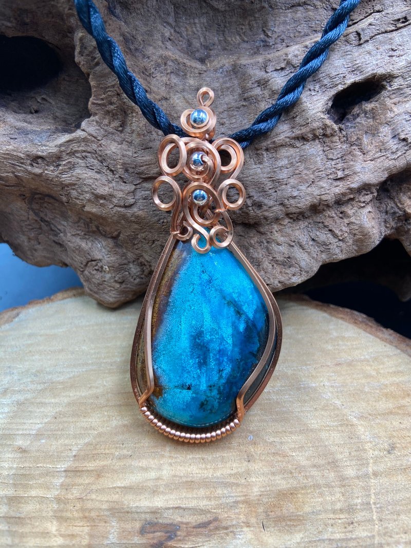 Lubar慢慢编织 台湾蓝宝 金属编织 (泡沫蓝宝) - 项链 - 玉石 蓝色