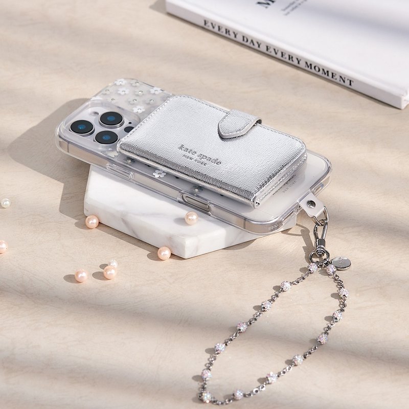 【kate spade】MagSafe 磁吸迷你掀盖包 闪亮银 - 手机配件 - 其他材质 银色