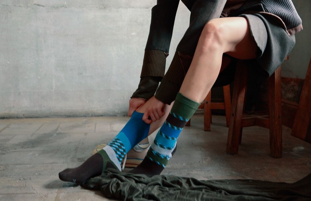 socks_breeze / irregular / socks / stripes / - 袜子 - 棉 绿色