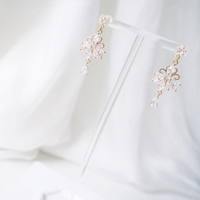 新娘耳环 新娘耳夹 生日礼物 优雅 耳环 耳夹 定制化 定制 - 耳环/耳夹 - 其他金属 白色