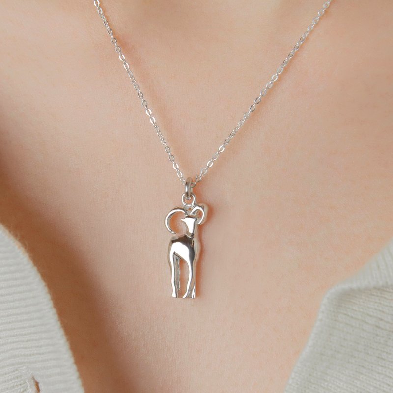 Goat Silver Necklace 羊造型坠链 动物生肖纯银 项链 - 项链 - 纯银 银色