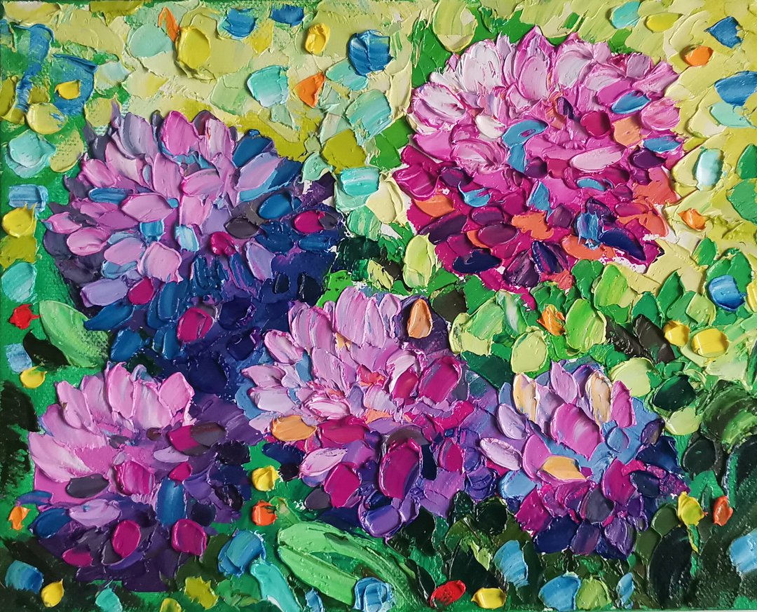绣球花原创艺术花卉油画画布艺术 - 海报/装饰画/版画 - 其他材质 紫色