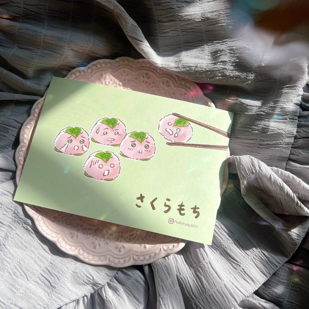 心意卡 欢送 明信片 樱饼 和菓子 文具 日本 thank you card - 卡片/明信片 - 纸 多色