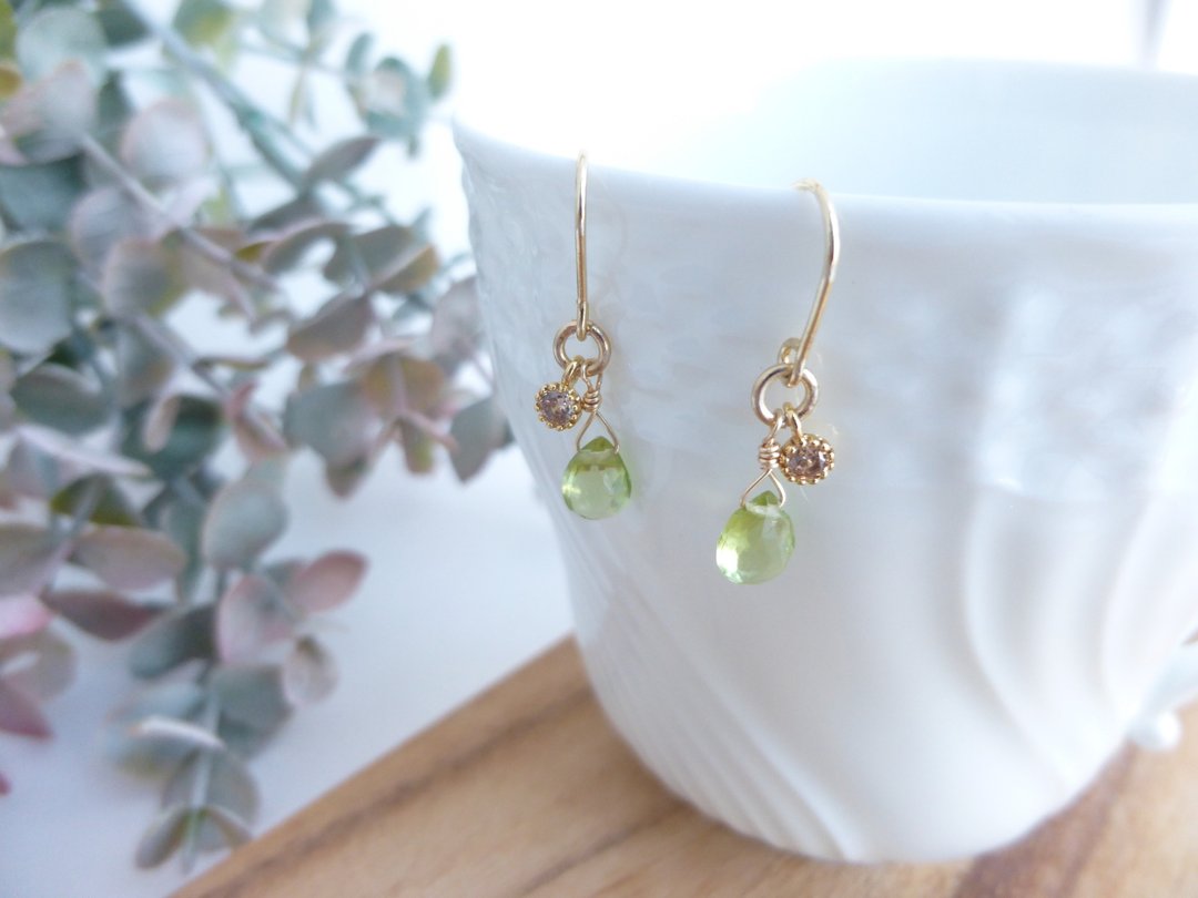 Peridot Single Earrings, Earrings, Basic Type G - 耳环/耳夹 - 半宝石 绿色