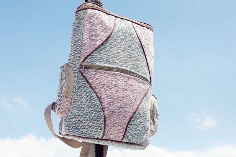 棉麻拼接设计后背包 / 肩背包 / 民族登山包 / 拼布包 / 棉麻后背 - 后背包/双肩包 - 棉．麻 多色