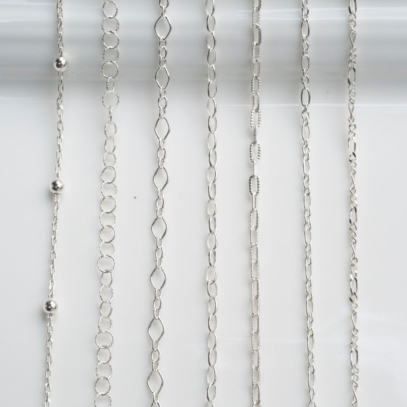 925纯银百搭基本款 脚链/手链 -单珠.麻花.圆珠.珍珠.菱形链 - 手链/手环 - 纯银 银色