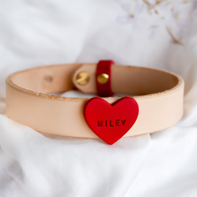 【秋冬新时尚】心有所属-真皮配色项圈│特仕版│自己的颜色自己 - 项圈/牵绳 - 真皮 咖啡色