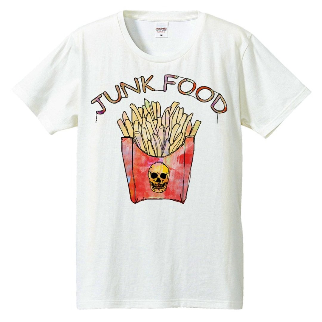 T-shirt / French fries - 男装上衣/T 恤 - 棉 白色