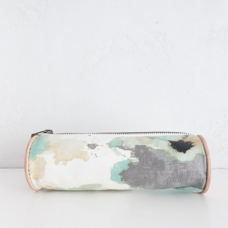 Lotus 帆布 皮革笔袋 文具收纳包 生日礼物 聖誕節禮物 - 铅笔盒/笔袋 - 棉．麻 绿色