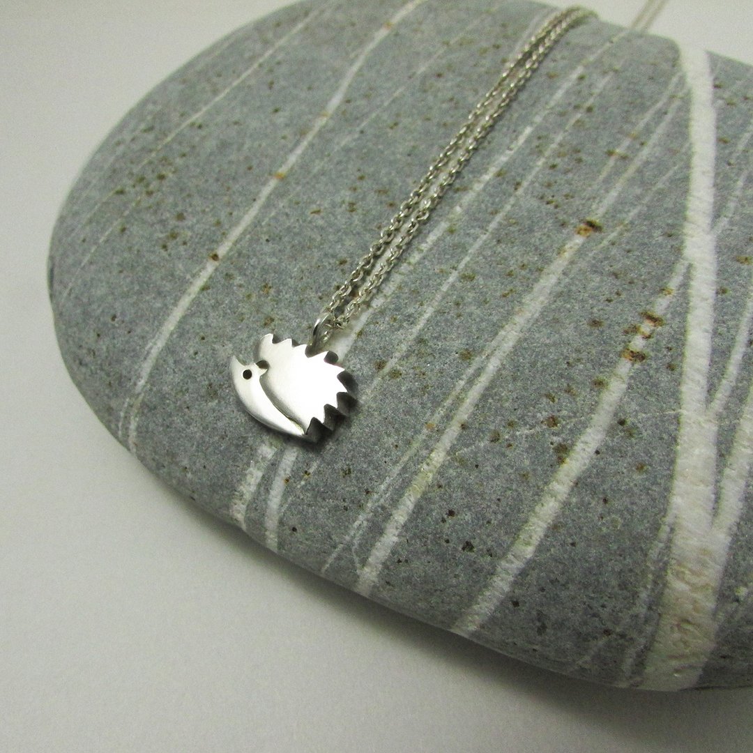Hedgehog necklace_刺猬项链 |925银 个性 摇滚 动物 可爱 - 项链 - 银 银色