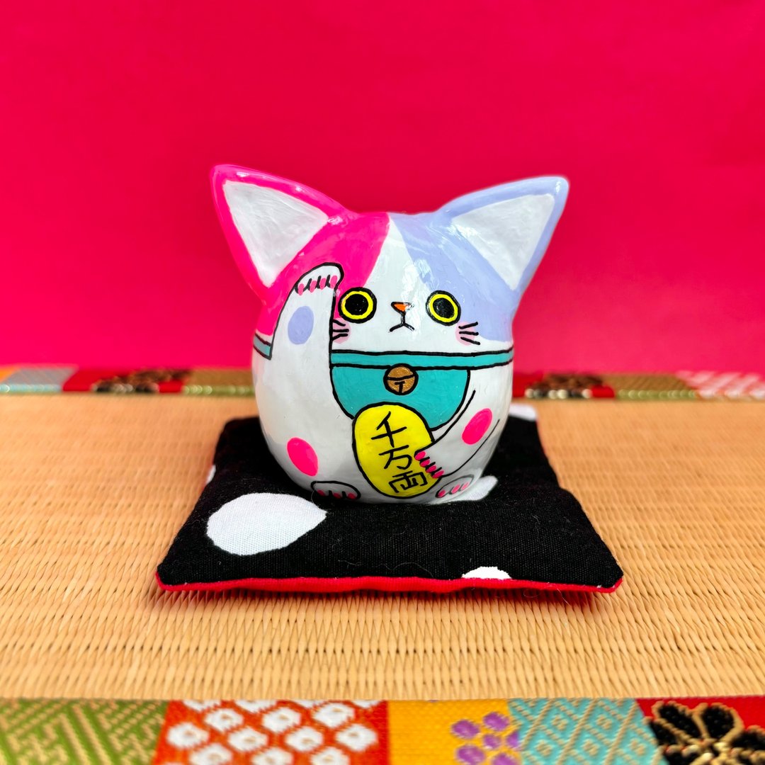 招财猫【大】七彩印花布猫 - 摆饰 - 粘土 粉红色