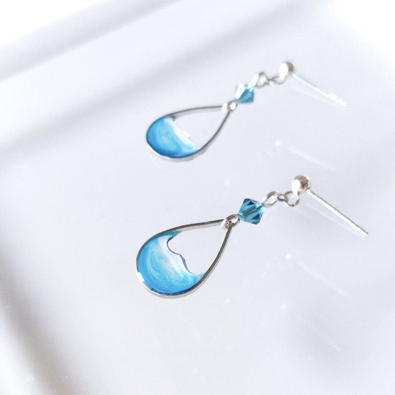 海洋系列 | 蓝海之星 925银针 可改耳夹 - 耳环/耳夹 - 树脂 蓝色