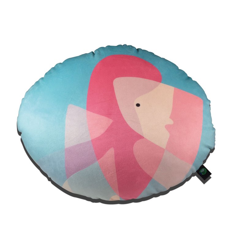 野生物4-圓形抱枕/插畫 - 枕头/抱枕 - 棉．麻 蓝色